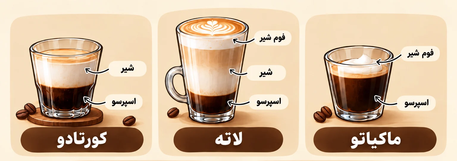 فرق کورتادو با لاته و ماکیاتو چیست؟