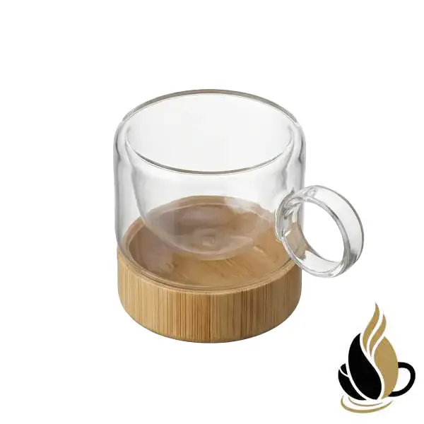 فنجان پیرکس کف چوبی