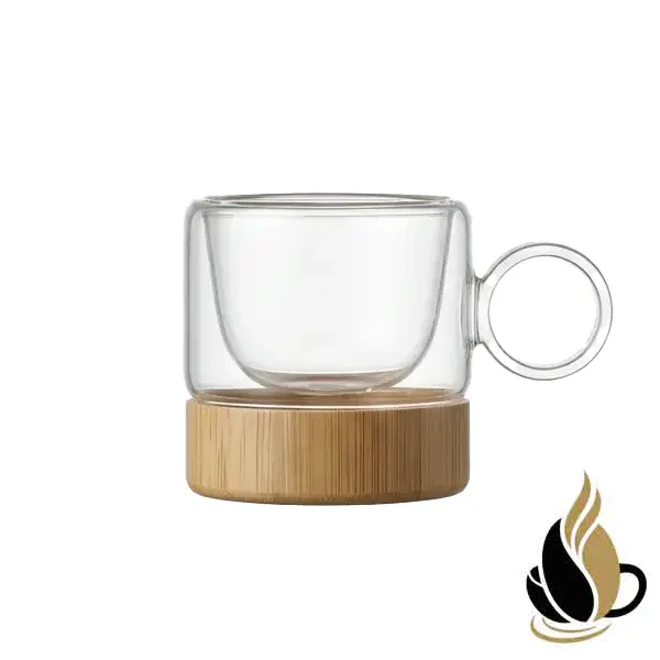 فنجان پیرکس کف چوبی