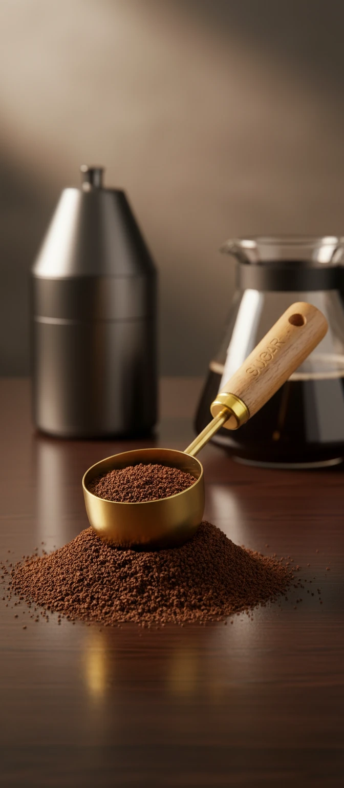 پیمانه قهوه دسته کوتاه چوبی