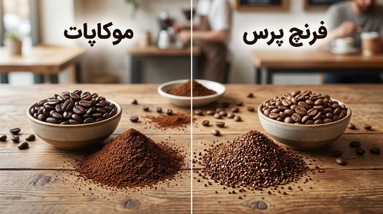 تفاوت رست و دانه موکاپات و فرنچ پرس
