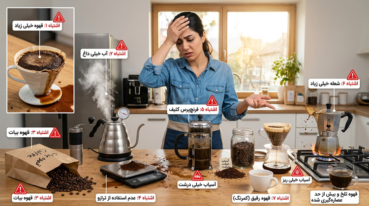 خطاهای رایج هنگام تهیه قهوه در خانه