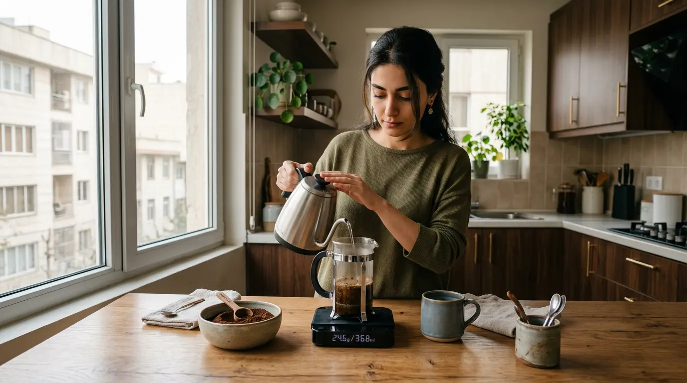 بهترین نسبت آب به قهوه در فرنچ پرس