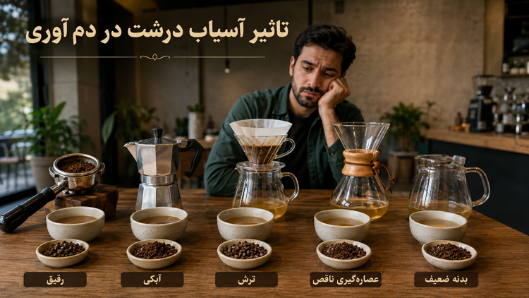 تاثیر آسیاب درشت در ترش شدن قهوه
