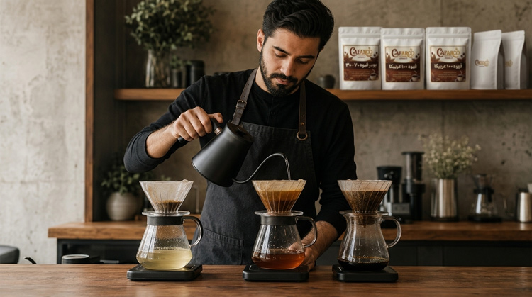 تاثیر نسبت نادرست آب و قهوه و دم آوری در ترش شدن آن