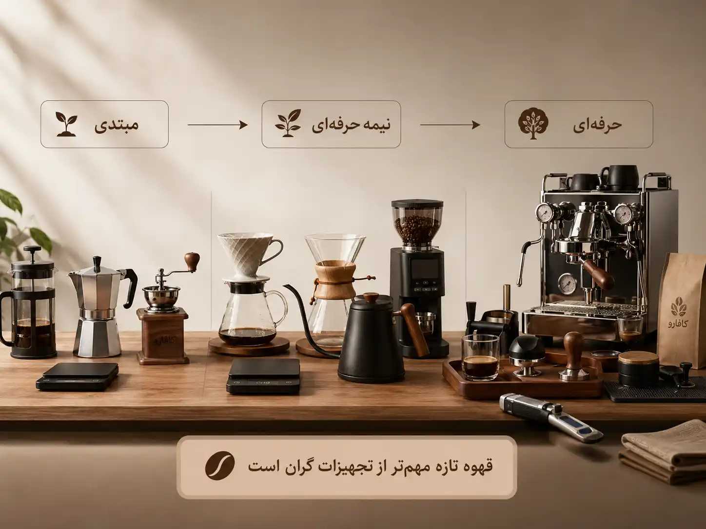 راهنمای انتخاب تجهیزات قهوه از مبتدی تا حرفه ای