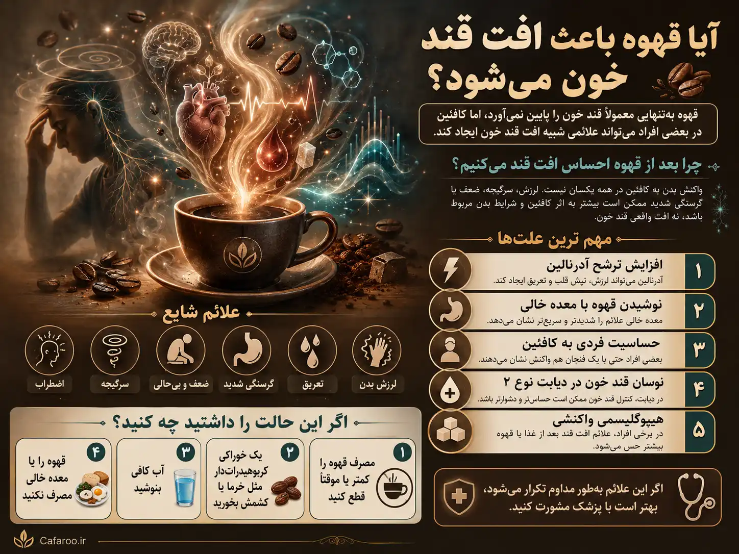 افت قند بعد از خوردن قهوه