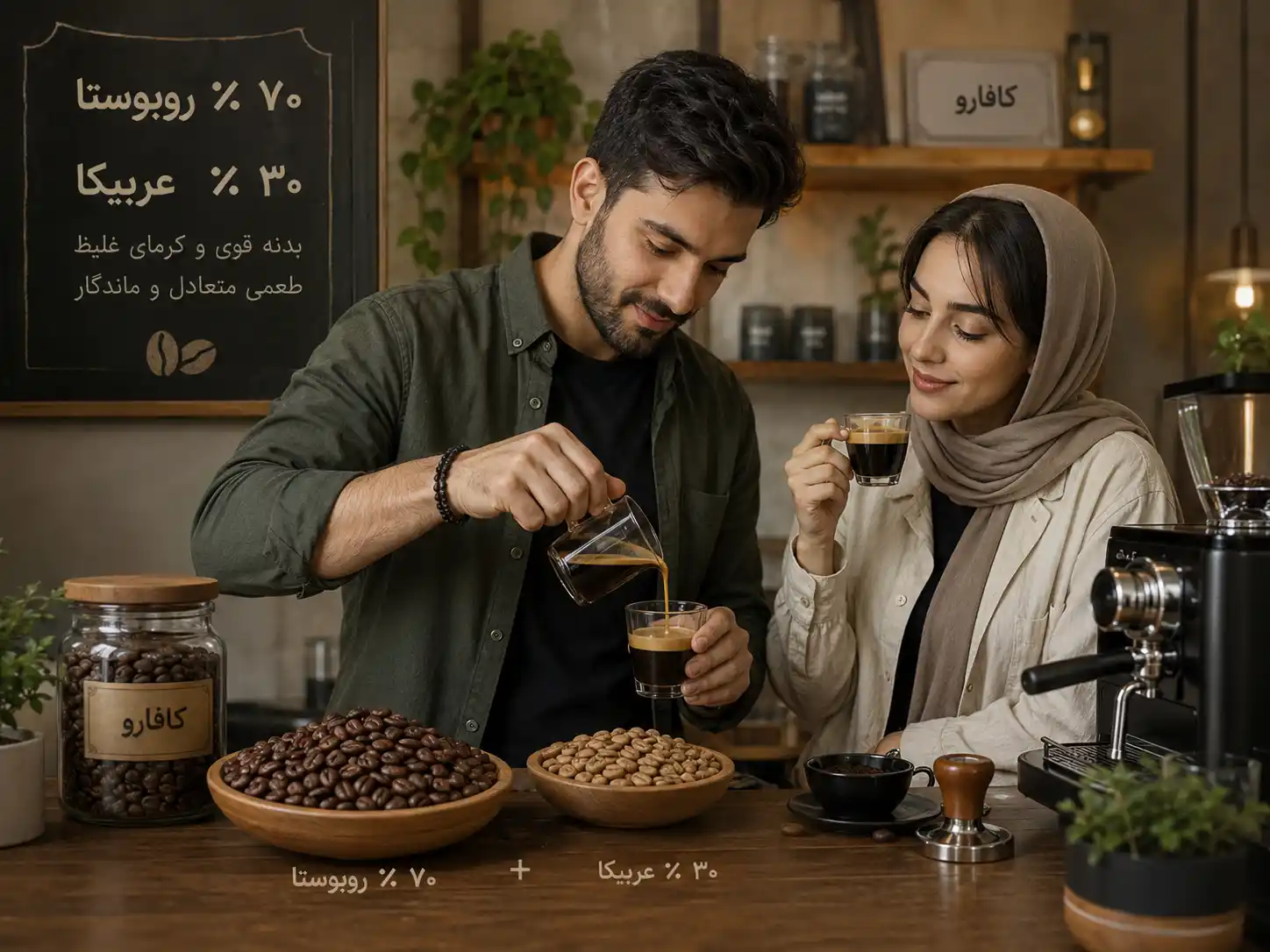 ترکیبات قهوه 70 30 روبوستا
