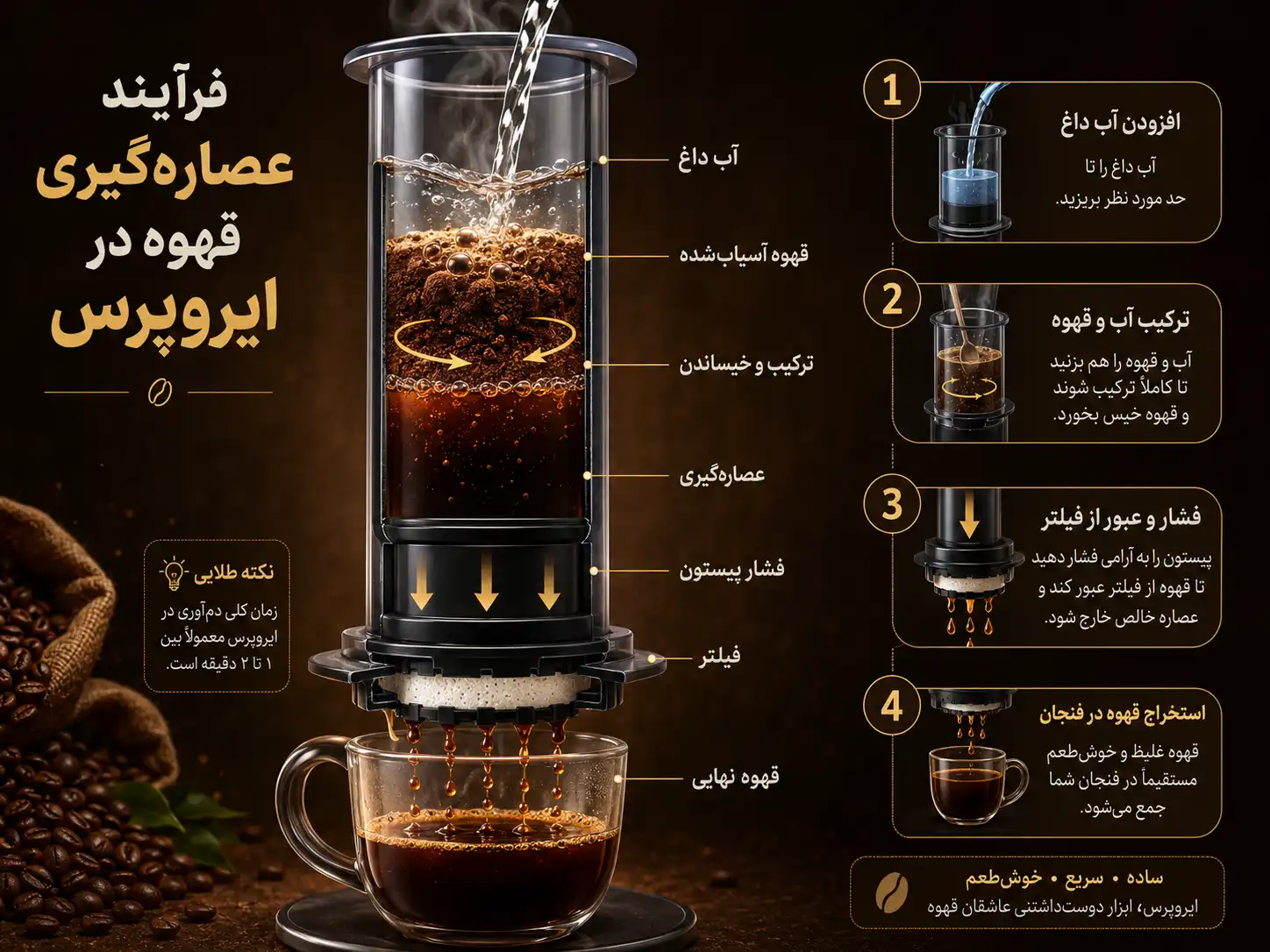 درجه آسیاب قهوه برای ایروپرس